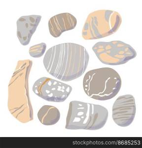stone set cartoon. Stones and rocks in flat style. Cobblestones of various shapes. Vector Illustration. stone set cartoon. Stones and rocks in flat style. Cobblestones of various shapes.