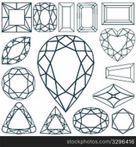 stone shapes against white background, abstract vector art illustration