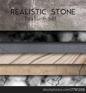 Stone texture for modern interior walls bathroom shower tiles and outdoor decorative elements horizontal set vector illustration . Stone Texture Samples Realistic Set