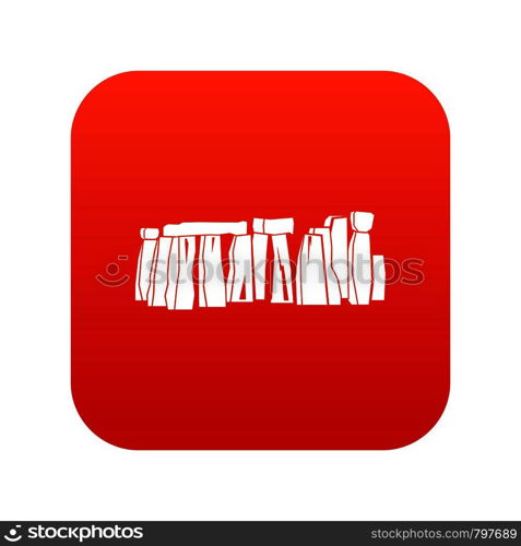 Stonehenge icon digital red for any design isolated on white vector illustration. Stonehenge icon digital red