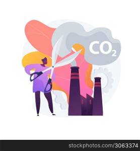 Stop air pollution. Carbon dioxide reduction, environmental damage, atmosphere protection. Toxic emission problem. Ecology volunteer cartoon character. Vector isolated concept metaphor illustration. CO2 emission vector concept metaphor