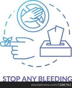 Stop any bleeding concept icon. Medical course, first aid master class, injury compression lesson. Wound healing thin line illustration. Vector isolated outline RGB color drawing. Stop any bleeding concept icon