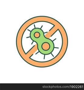 Stop bacterial growth RGB color icon. Microorganism. Organic and natural recycling process. Wastewater reprocessing with microorganism. Isolated vector illustration. Simple filled line drawing. Stop bacterial growth RGB color icon