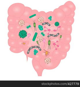 Stop Bacterial overgrowth in small intestine vector illustration on a white background isolated