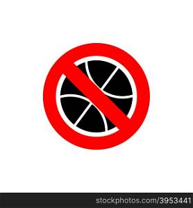 Stop basketball. It is forbidden to play basketball. Frozen is an accessory for game. Red forbidding character.