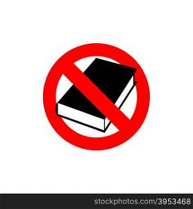 Stop book. It is forbidden to read. Frozen silhouette books in cover. Logo educations. Red forbidding character. Ban available information