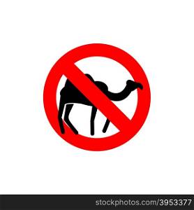 Stop camel. Prohibited animal of desert. Red forbidding character. Ban silhouette animal&#xA;