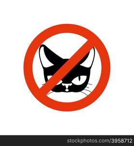 Stop cat. Pet forbidden. Frozen silhouette cat head. Emblem against home beast. Red forbidding character. Ban cat&#xA;