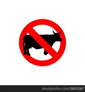 Stop cow. Prohibited cattle. Frozen farm animal. Red forbidden sign. Cows cannot be&#xA;