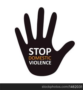 Stop domestic violence. Palm on a white background. Concept of the social problem of domestic violence, aggression against women, bullying, stalking, beating .Vector illustration