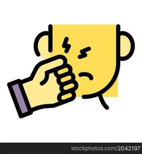 Stop face violence icon. Outline stop face violence vector icon color flat isolated. Stop face violence icon color outline vector