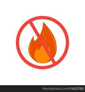 Stop fire vector icon, warning flame illustration.