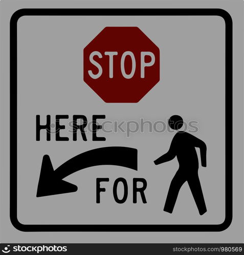 Stop For Pedestrian Sign Left Arrow. Traffic Symbol Modern Simple Vector Icon
