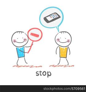 stop. Fun cartoon style illustration. The situation of life.