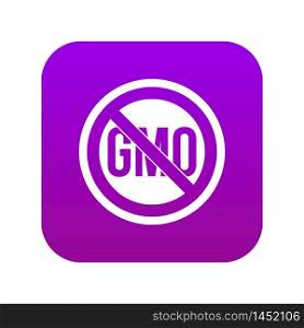 Stop GMO icon digital purple for any design isolated on white vector illustration. Stop GMO icon digital purple