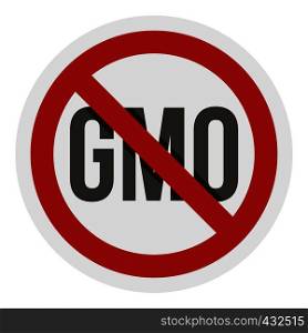 Stop GMO, red prohibition sign icon flat isolated on white background vector illustration. Stop GMO, red prohibition sign icon isolated
