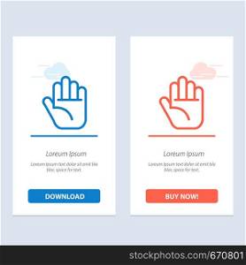 Stop, Hand Blue and Red Download and Buy Now web Widget Card Template