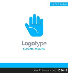 Stop, Hand Blue Business Logo Template