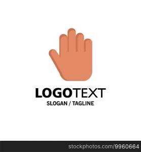 Stop, Hand Business Logo Template. Flat Color