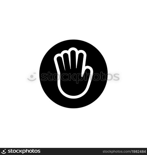 Stop Hand. Flat Vector Icon illustration. Simple black symbol on white background. Stop Hand sign design template for web and mobile UI element. Stop Hand Flat Vector Icon