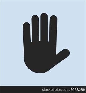Stop hand Icon. Stop hand black Icon symbol. Vector illustration