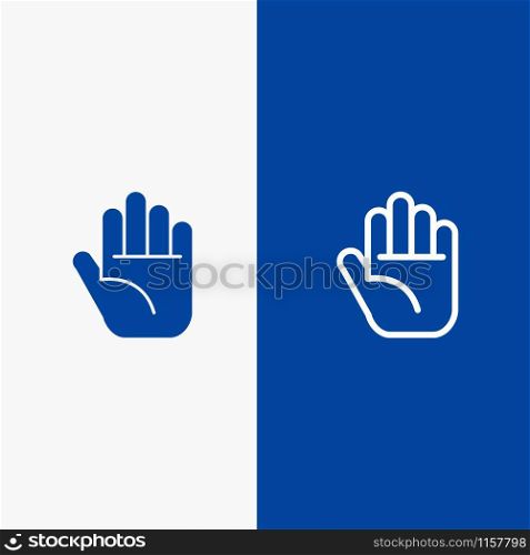 Stop, Hand Line and Glyph Solid icon Blue banner
