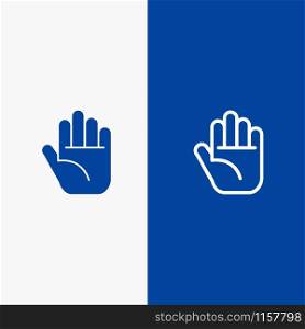 Stop, Hand Line and Glyph Solid icon Blue banner