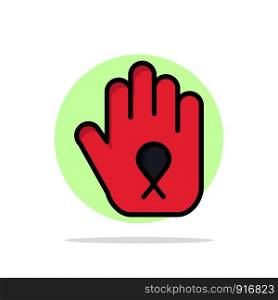 Stop, Hand, Ribbon, Awareness Abstract Circle Background Flat color Icon