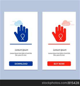Stop, Hand, Ribbon, Awareness Blue and Red Download and Buy Now web Widget Card Template