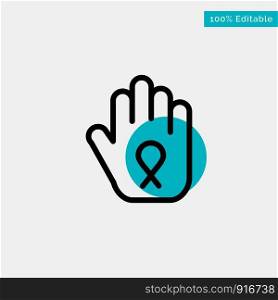 Stop, Hand, Ribbon, Awareness turquoise highlight circle point Vector icon