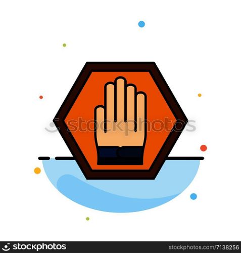 Stop, Hand, Sign, Traffic, Warning Abstract Flat Color Icon Template