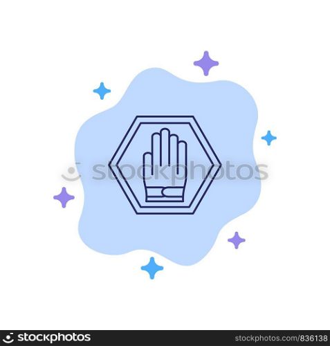 Stop, Hand, Sign, Traffic, Warning Blue Icon on Abstract Cloud Background