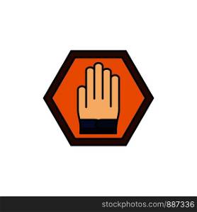 Stop, Hand, Sign, Traffic, Warning Flat Color Icon. Vector icon banner Template
