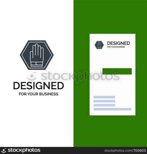 Stop, Hand, Sign, Traffic, Warning Grey Logo Design and Business Card Template