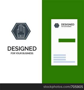 Stop, Hand, Sign, Traffic, Warning Grey Logo Design and Business Card Template