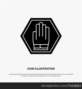 Stop, Hand, Sign, Traffic, Warning solid Glyph Icon vector