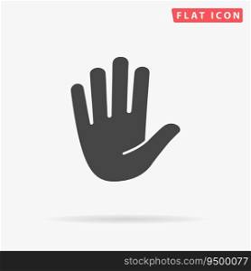 Stop - hand. Simple flat black symbol. Vector illustration pictogram