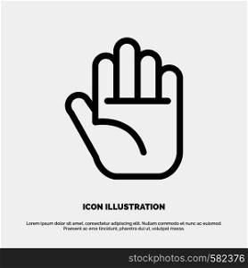 Stop, Hand Vector Line Icon