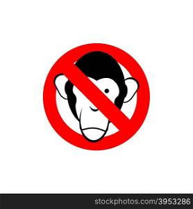 Stop monkey. Forbidden Macaque. Frozen head primacy. Red forbidden sign. Ban animal&#xA;