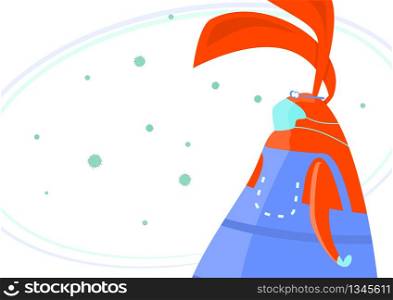 Stop pandemic. Rabbit with mask and gloves and a stop sign. Flat vector illustration.