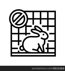stop rabbit in cage line icon vector. stop rabbit in cage sign. isolated contour symbol black illustration. stop rabbit in cage line icon vector illustration