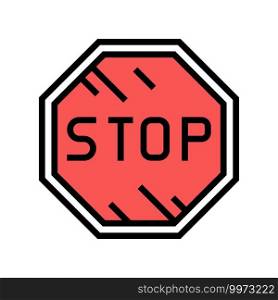 stop road sign color icon vector. stop road sign sign. isolated symbol illustration. stop road sign color icon vector illustration