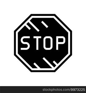 stop road sign glyph icon vector. stop road sign sign. isolated contour symbol black illustration. stop road sign glyph icon vector illustration