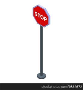 Stop road sign icon. Isometric of stop road sign vector icon for web design isolated on white background. Stop road sign icon, isometric style