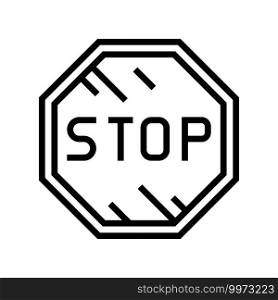stop road sign line icon vector. stop road sign sign. isolated contour symbol black illustration. stop road sign line icon vector illustration
