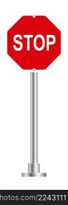 Stop road sign. Warning symbol. Attention icon isolated on white background. Stop road sign. Warning symbol. Attention icon