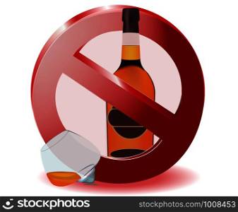 Stop road sign with behind alcohol drinks