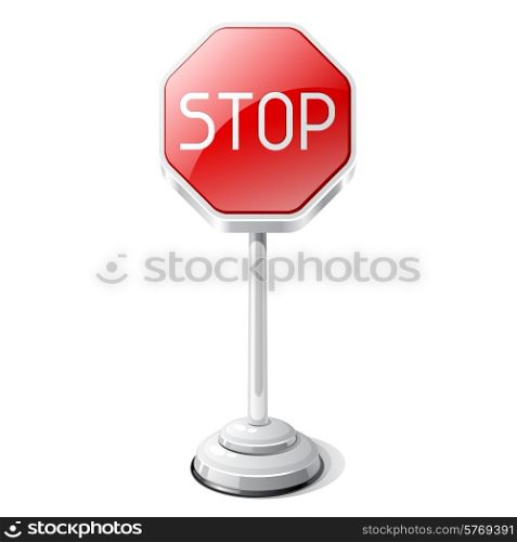 Stop road traffic sign isolated on white.