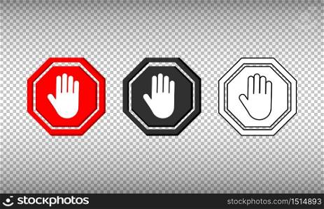 Stop sign hand icon set. Vector on isolated background. Eps 10. Stop sign hand icon set. Vector on isolated background. Eps 10.