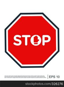 Stop sign icon with text flat icon for apps and website